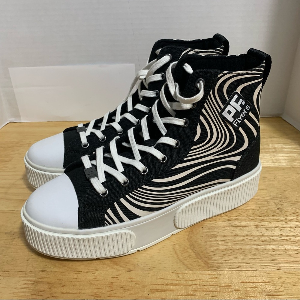 PF Flyers‎ Let It Snow Allston x Chillhouse Hi Top Shoes Women's 8.5 Black White